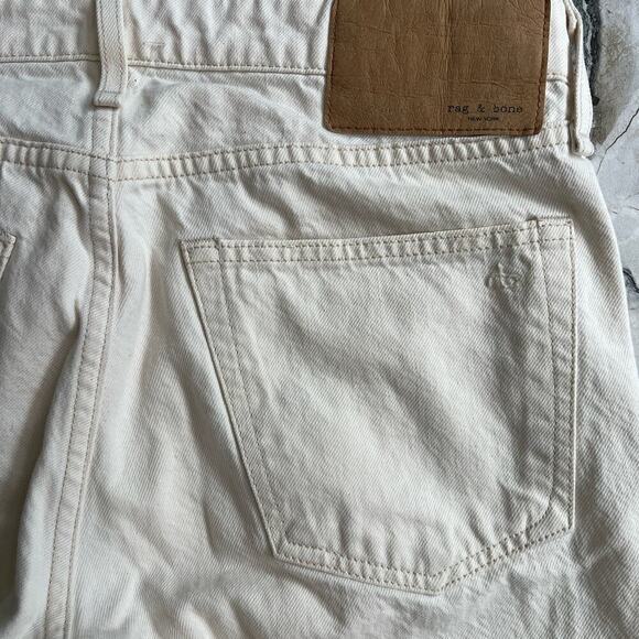 Rag & Bone White Rosa Mid Rise Boyfriend Fit Jeans Destroyed Knees size 26 waist - Picture 10 of 16